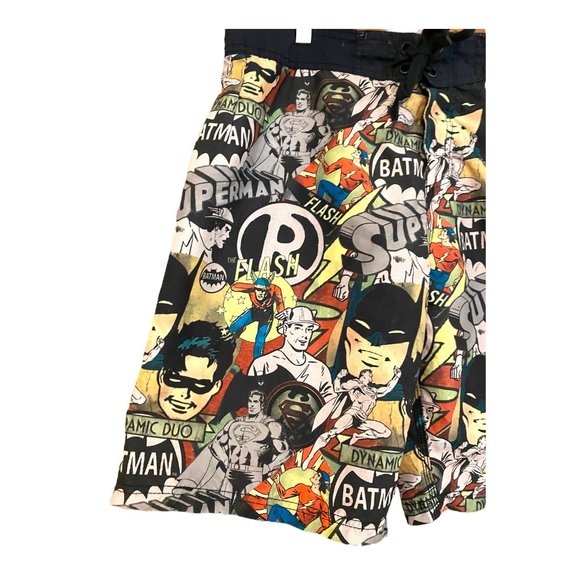 DC Comics Swim Trunks Men Size 32 Black Retro Batman Robin Superman Board Shorts - Picture 3 of 14